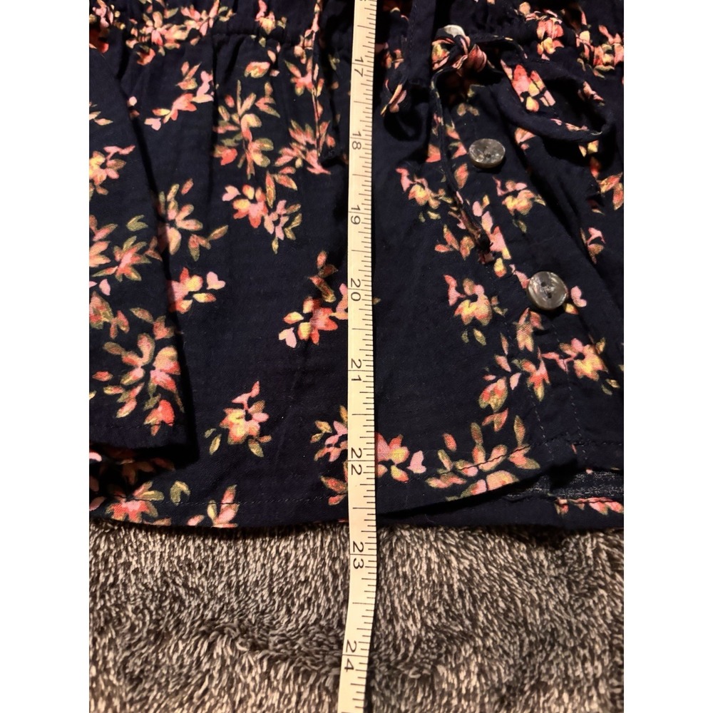 Time And Tru Navy Blue Peplum Floral Shirt Size 12-14 - Picture 9 of 13